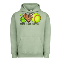 Pigment Oil Green peace love softball Urban Hoodie - AdoDesignShop