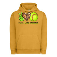 Pigment Peanut Butter peace love softball Urban Hoodie - AdoDesignShop