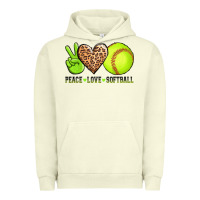 Pigment Pistachio peace love softball Urban Hoodie - AdoDesignShop