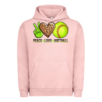 Pigment Salmon peace love softball Urban Hoodie - AdoDesignShop