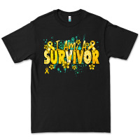 Black I am a survivor yellow ribbon Premium Tee - NancyCooperArtShop