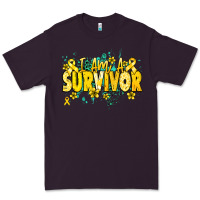 Plum I am a survivor yellow ribbon Premium Tee - NancyCooperArtShop