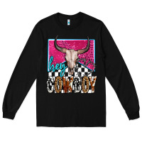 Black western hey cowboy Long Sleeve Tee - OliviaCreatesArt