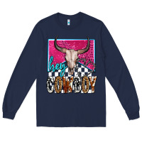 Navy western hey cowboy Long Sleeve Tee - OliviaCreatesArt