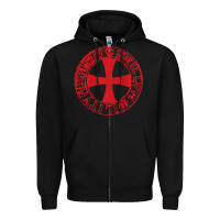 Black Mens Crusader Knight  Knights Templar Cross T  Badge Zipper Hoodie - longCreatives