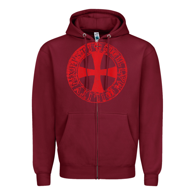 Mens Crusader Knight  Knights Templar Cross T  Badge Zipper Hoodie by longCreatives | Teevron