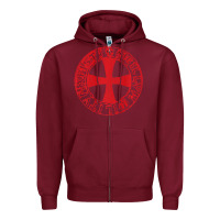 Burgundy Mens Crusader Knight  Knights Templar Cross T  Badge Zipper Hoodie - longCreatives