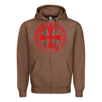 Chestnut Mens Crusader Knight  Knights Templar Cross T  Badge Zipper Hoodie - longCreatives
