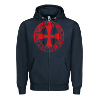 Navy Mens Crusader Knight  Knights Templar Cross T  Badge Zipper Hoodie - longCreatives