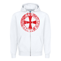 White Mens Crusader Knight  Knights Templar Cross T  Badge Zipper Hoodie - longCreatives