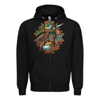 Black bucking bronco aztec shape background Zipper Hoodie - Artiststas