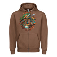 Chestnut bucking bronco aztec shape background Zipper Hoodie - Artiststas