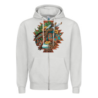 Dove Grey bucking bronco aztec shape background Zipper Hoodie - Artiststas