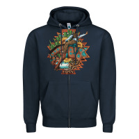 Navy bucking bronco aztec shape background Zipper Hoodie - Artiststas