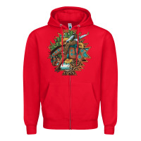 Red bucking bronco aztec shape background Zipper Hoodie - Artiststas