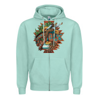 Seafoam bucking bronco aztec shape background Zipper Hoodie - Artiststas