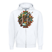White bucking bronco aztec shape background Zipper Hoodie - Artiststas