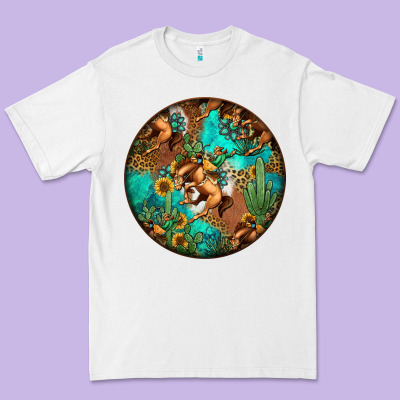 Western Pattern Circle Premium Tee Designed By Jasminsmagicworld