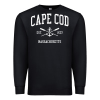 Black Cape Cod MA Vintage Crossed Oars & Boat Anchor Sports Sweat Premium Sweatshirt - longCreatives