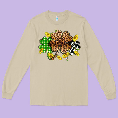 St. Patrick's Day Shamrocks Long Sleeve Tee Designed By Oliviacreatesart