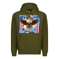 Army Green America Eagle Premium Hoodie - CowhideDigitalArt
