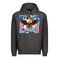 Charcoal Heather America Eagle Premium Hoodie - CowhideDigitalArt
