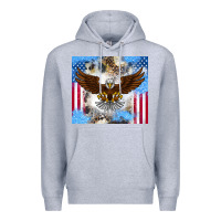 Heather Grey America Eagle Premium Hoodie - CowhideDigitalArt