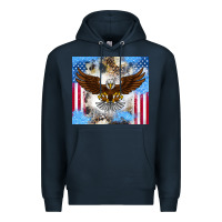 Navy America Eagle Premium Hoodie - CowhideDigitalArt