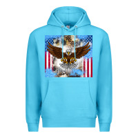 Ocean Blue America Eagle Premium Hoodie - CowhideDigitalArt