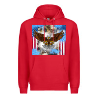 Red America Eagle Premium Hoodie - CowhideDigitalArt