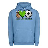 Pigment Pebble Blue peace love soccer Urban Hoodie - AdoDesignShop