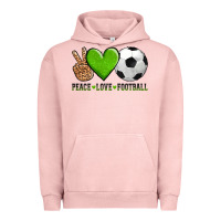 Pigment Salmon peace love soccer Urban Hoodie - AdoDesignShop