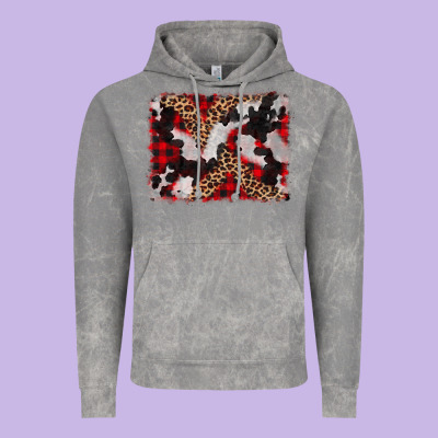 Cowhide Buffalo Plaid Leopad Background Vintage Hoodie Designed By Cowcowdesign