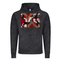 Vintage Black cowhide buffalo plaid leopad background Vintage Hoodie - CowCowDesign