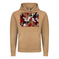 Vintage Camel cowhide buffalo plaid leopad background Vintage Hoodie - CowCowDesign
