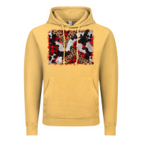 Vintage Mustard cowhide buffalo plaid leopad background Vintage Hoodie - CowCowDesign