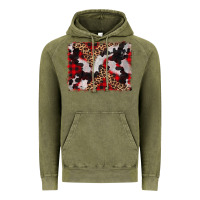 Vintage Olive cowhide buffalo plaid leopad background Vintage Hoodie - CowCowDesign