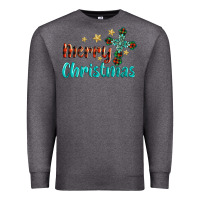 Charcoal Heather merry christmas turquoise gemstones cross Premium Sweatshirt - BarkalooDesign