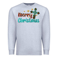 Heather Grey merry christmas turquoise gemstones cross Premium Sweatshirt - BarkalooDesign