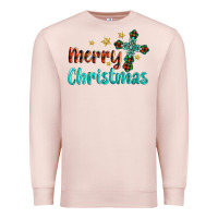 Pale Pink merry christmas turquoise gemstones cross Premium Sweatshirt - BarkalooDesign