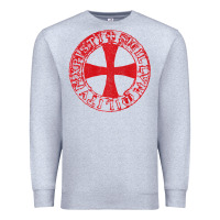 Heather Grey Mens Crusader Knight  Knights Templar Cross T  Badge Premium Sweatshirt - longCreatives