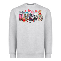 Heather Grey Nurse Valentines Day Heavyweight Sweatshirt - CowhideDigitalArt