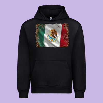 Mexico Flag Black Glitter Leopard Urban Hoodie Designed By Adodesignshop