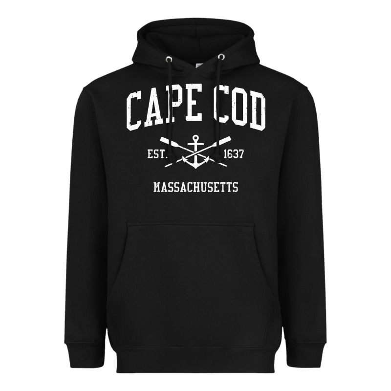 Cape Cod Ma Vintage Crossed Oars & Boat Anchor Sports Sweat Heavyweight Hoodie by longCreatives | Teevron