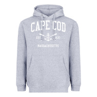 Heather Grey Cape Cod MA Vintage Crossed Oars & Boat Anchor Sports Sweat Heavyweight Hoodie - longCreatives