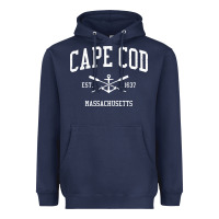 Navy Cape Cod MA Vintage Crossed Oars & Boat Anchor Sports Sweat Heavyweight Hoodie - longCreatives