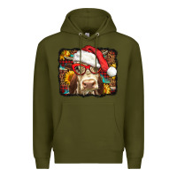 Army Green Christmas Cow Premium Hoodie - LillyAllenDesigns