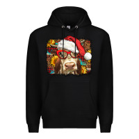 Black Christmas Cow Premium Hoodie - LillyAllenDesigns