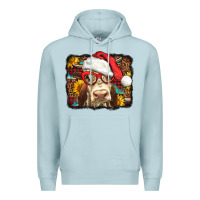 Blue Mist Christmas Cow Premium Hoodie - LillyAllenDesigns