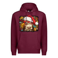 Burgundy Christmas Cow Premium Hoodie - LillyAllenDesigns